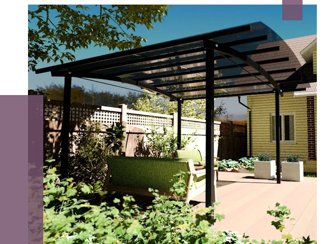 Навесы для террасы в Прокопьевске от 13180 руб. под ключ | ПРОЛЁТ-Прк