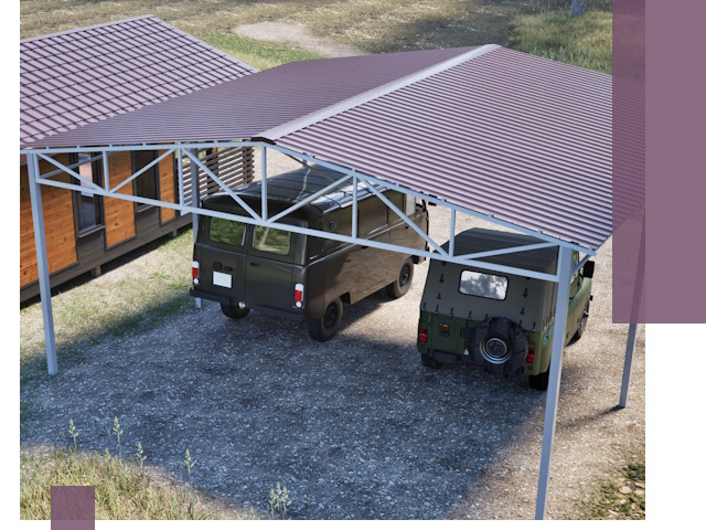 Двускатные навесы под ключ в Прокопьевске — изготовление и монтаж